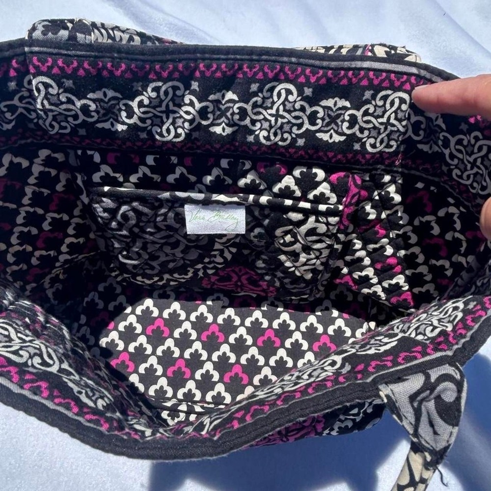 Vera Bradley Black white pink Y2K floral tote - Picture 2 of 3